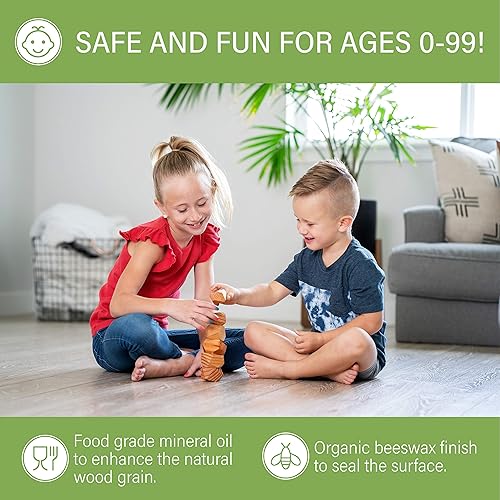 Miniatura 6 de PERCHED Rocas apilables de pino natural, bloques de madera grandes, juego de rompecabezas Montessori, juguetes para niños pequeños para aula, juego