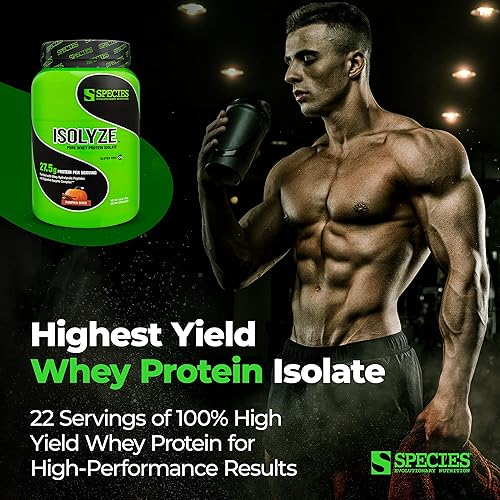 Vista 17 de Species Nutrition Isolyze - Proteína de suero en polvo, 100% proteína aislada de suero de leche, proteína de suero para construcción muscular, 0.71