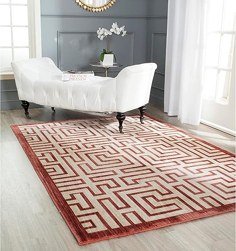 SAFAVIEH Infinity Collection INF587P - Alfombra de área de 9 x 12 pies, amarilla y roja, no desprende pelusa y de fácil cuidado, ideal para zonas de