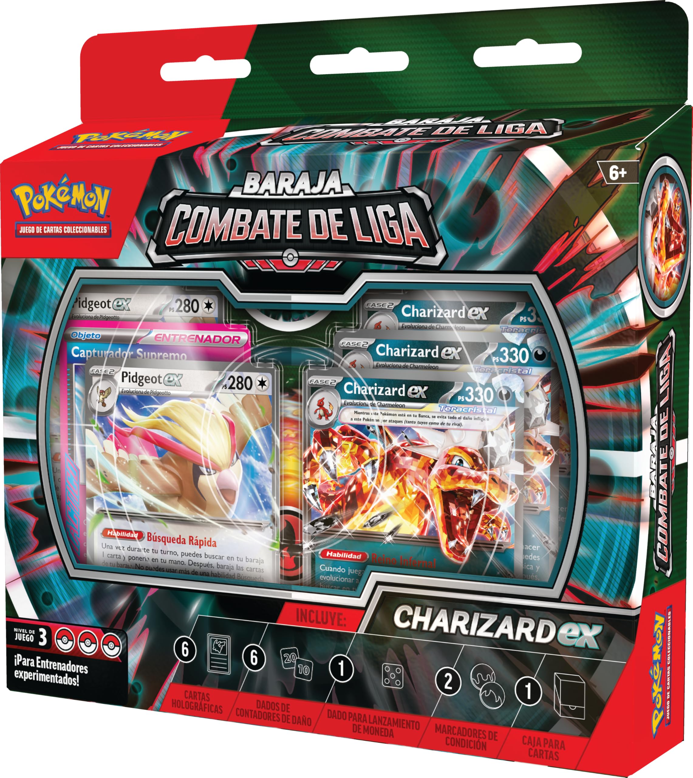 Pokémon Baraja Combate de Liga de Charizard ex de JCC Pokémon (1 baraja de 60 Cartas Lista para Jugar con Charizard y Pidgeot)