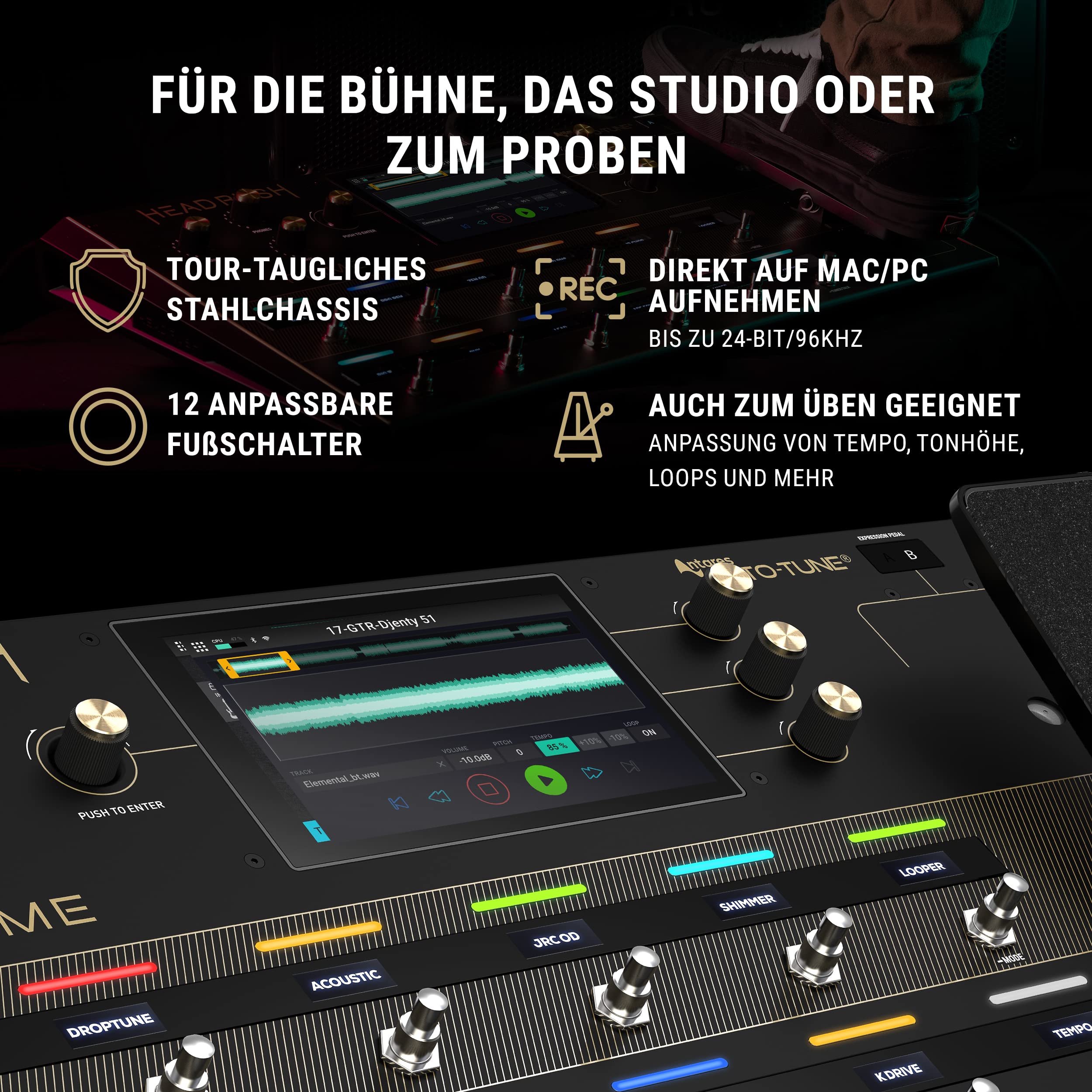 HeadRush Prime - Gitarren und Vocal Multi-Effekt-Pedal, Modelling-Prozessor mit Amp Cloner, Antares Auto-Tune, WLAN, Touchscreen, Looper und Bluetooth