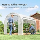 Outsunny Serre de Jardin 6 m² 3 x 2 m 1 Porte 2 Parois Latérales Blanc - 4