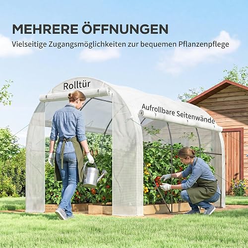 Outsunny Serre de Jardin 6 m² 3 x 2 m 1 Porte 2 Parois Latérales Blanc - 4