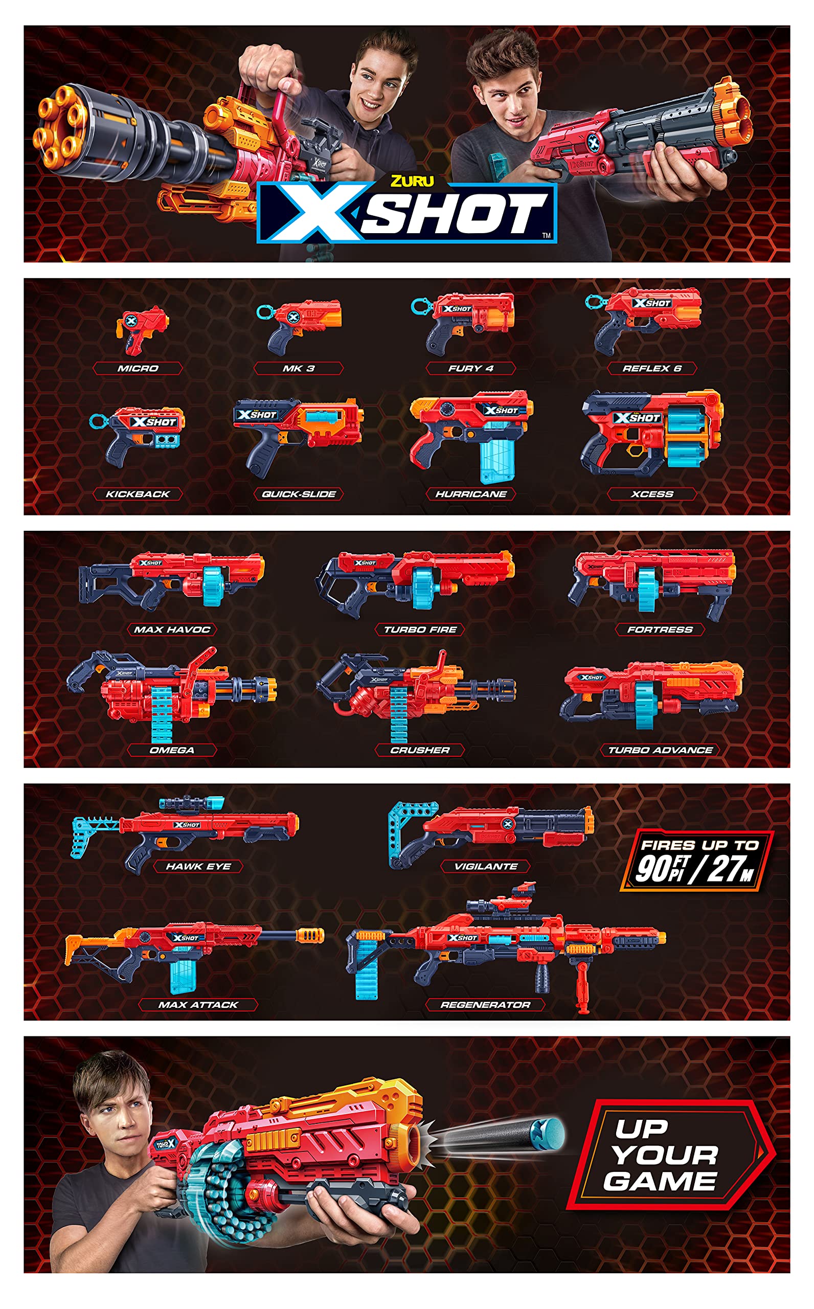 Zuru XSHOT Excel Fury 4 avec 16 fléchettes