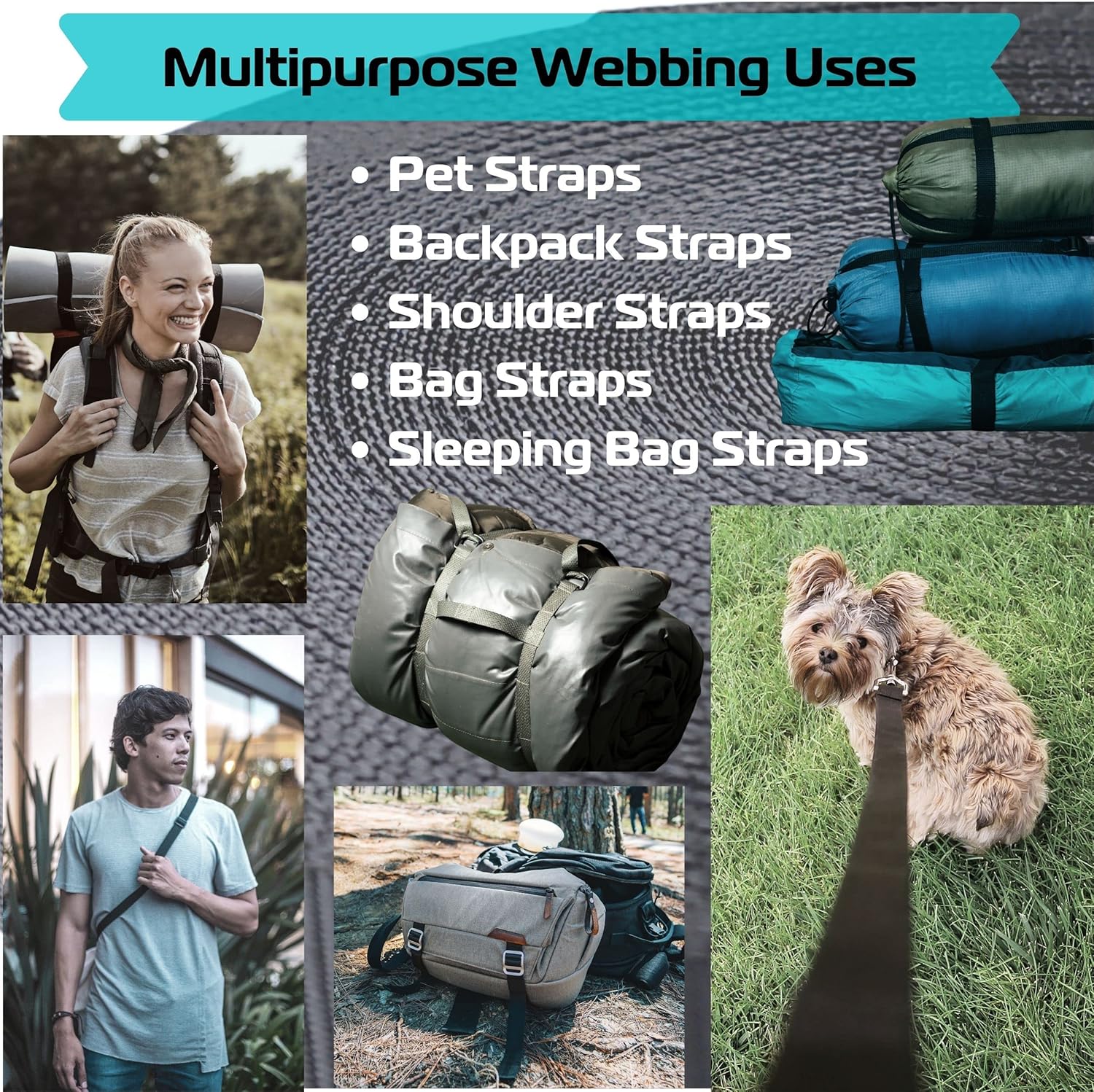 EZ-Xtend Polyester 1 inch Webbing - Lightweight Webbing Outlasts and Outperforms Nylon Webbing 1 Inch and Polypropylene Webbing 1 Inch - 2500 Lb. Breaking Strength Polyester Webbing (1" x 50 Yards)