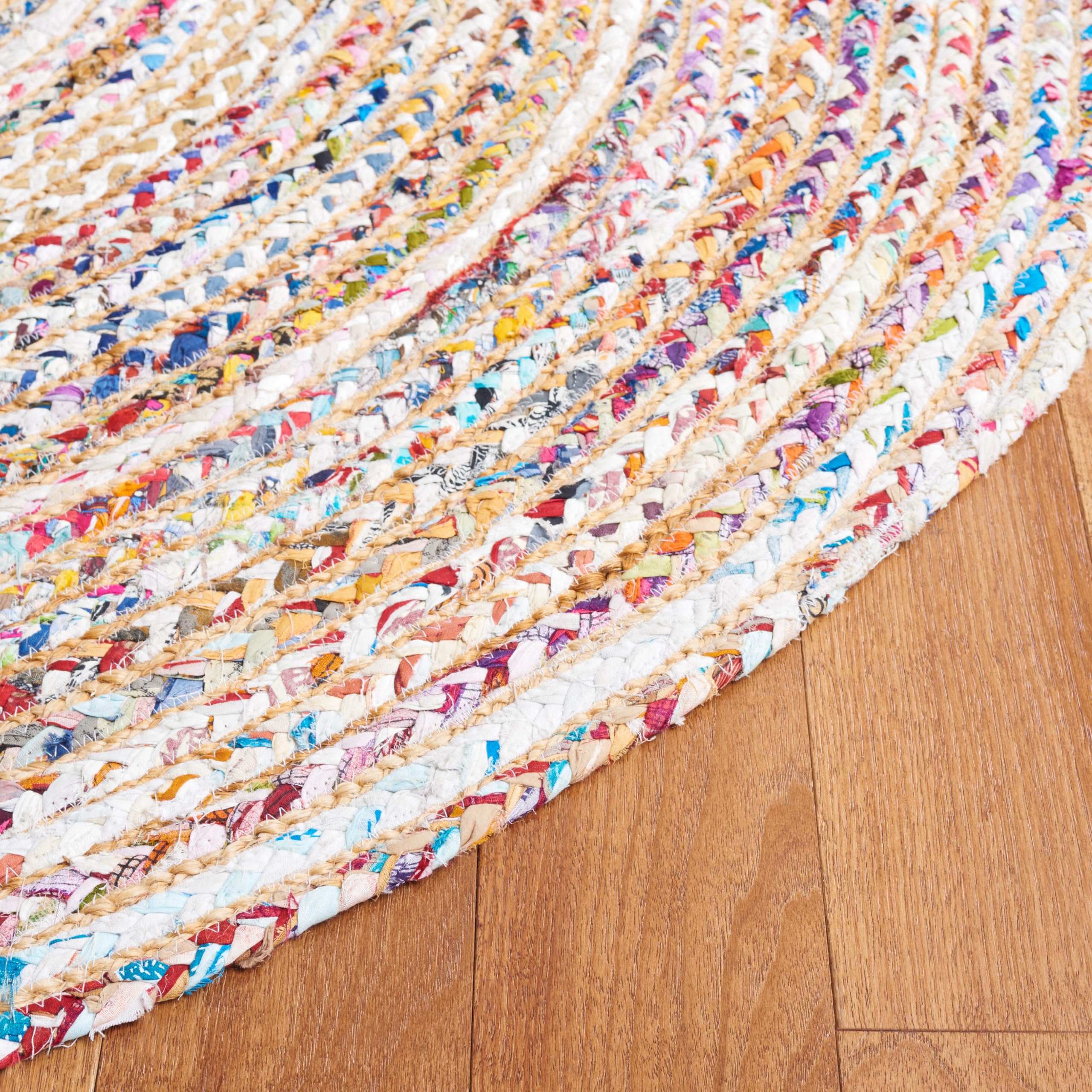SAFAVIEH Boho Teppich für Wohnzimmer, Esszimmer, Schlafzimmer - Cape Cod Collection, Kurzer Flor, Multi, 160 x 160 cm