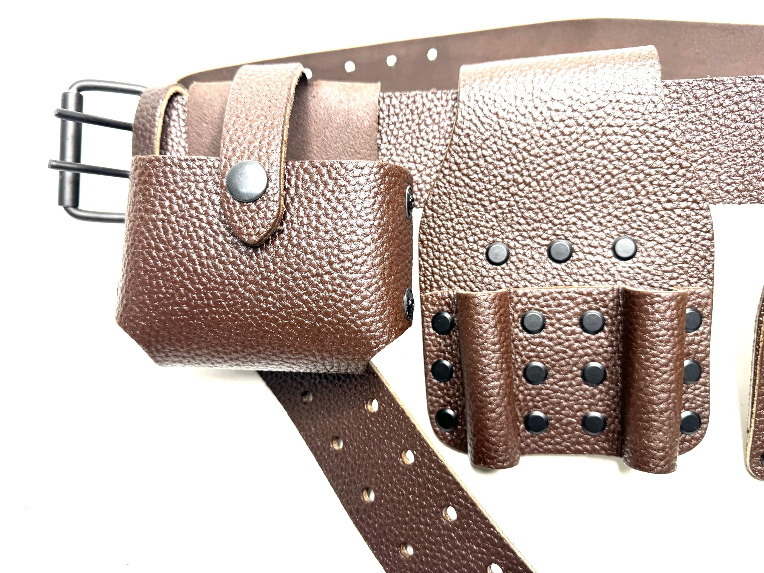 BBI LIMITED Scaffold Leather Tool Set Belt with Ratchet Podger Spanner Hammer Tape Level Holder (Brown, 30 - 48 inches) - Image 2