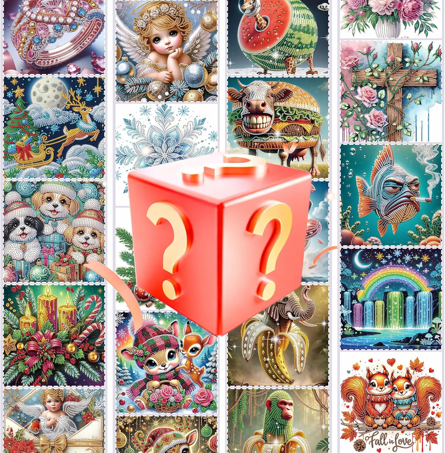 MVVMTOP 10 PCS Diamond Art Painting Kits for Adults, Random Diamond Art kit Multipack Box Paint by Numbers for DIY Wall Decor and Gift(12''x16''/30cmx40cm), MV-MH-RD-10