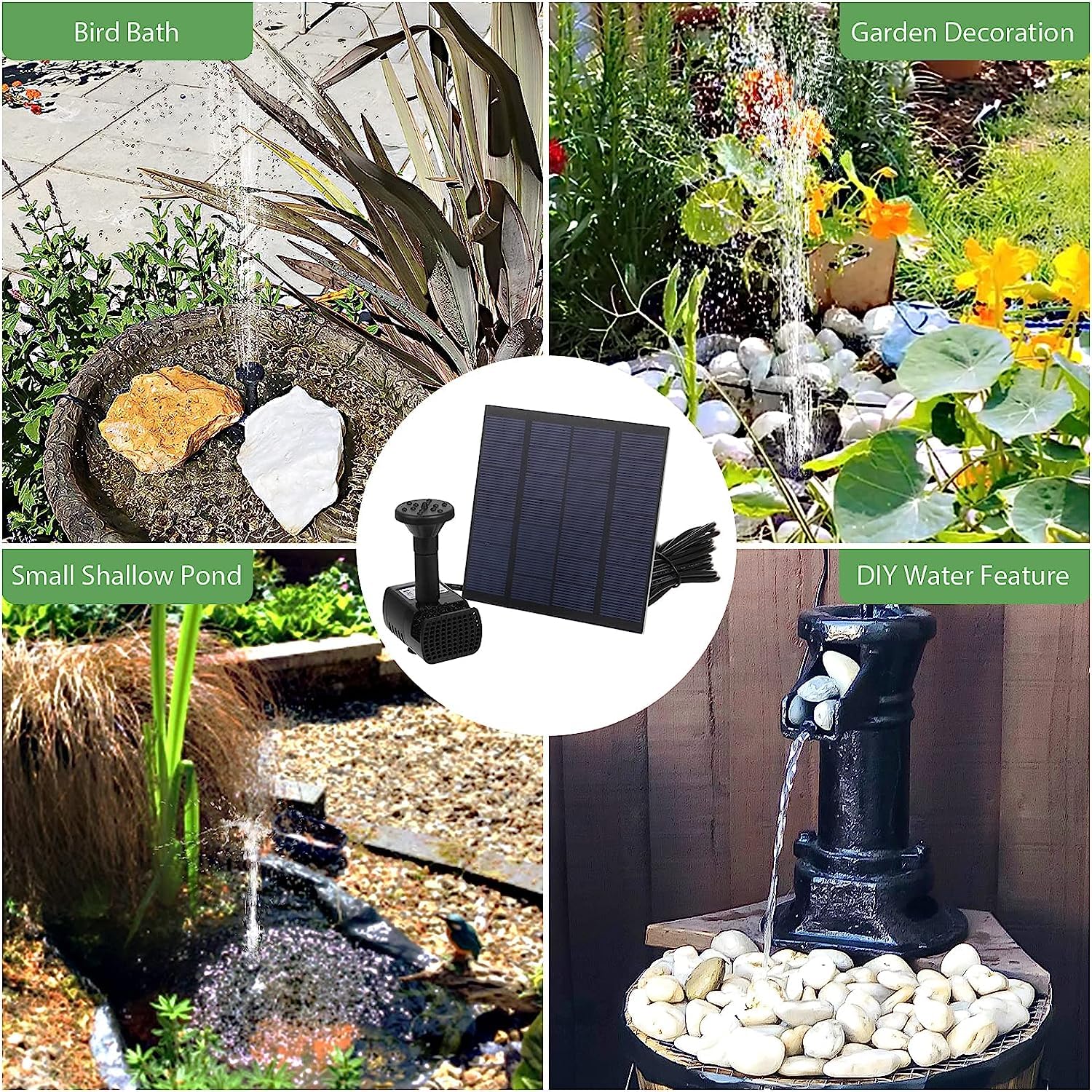 Pompe de fontaine solaire 9V 1.8W 200L/h panneau solaire alimenté pour bassin de fontaine jardin