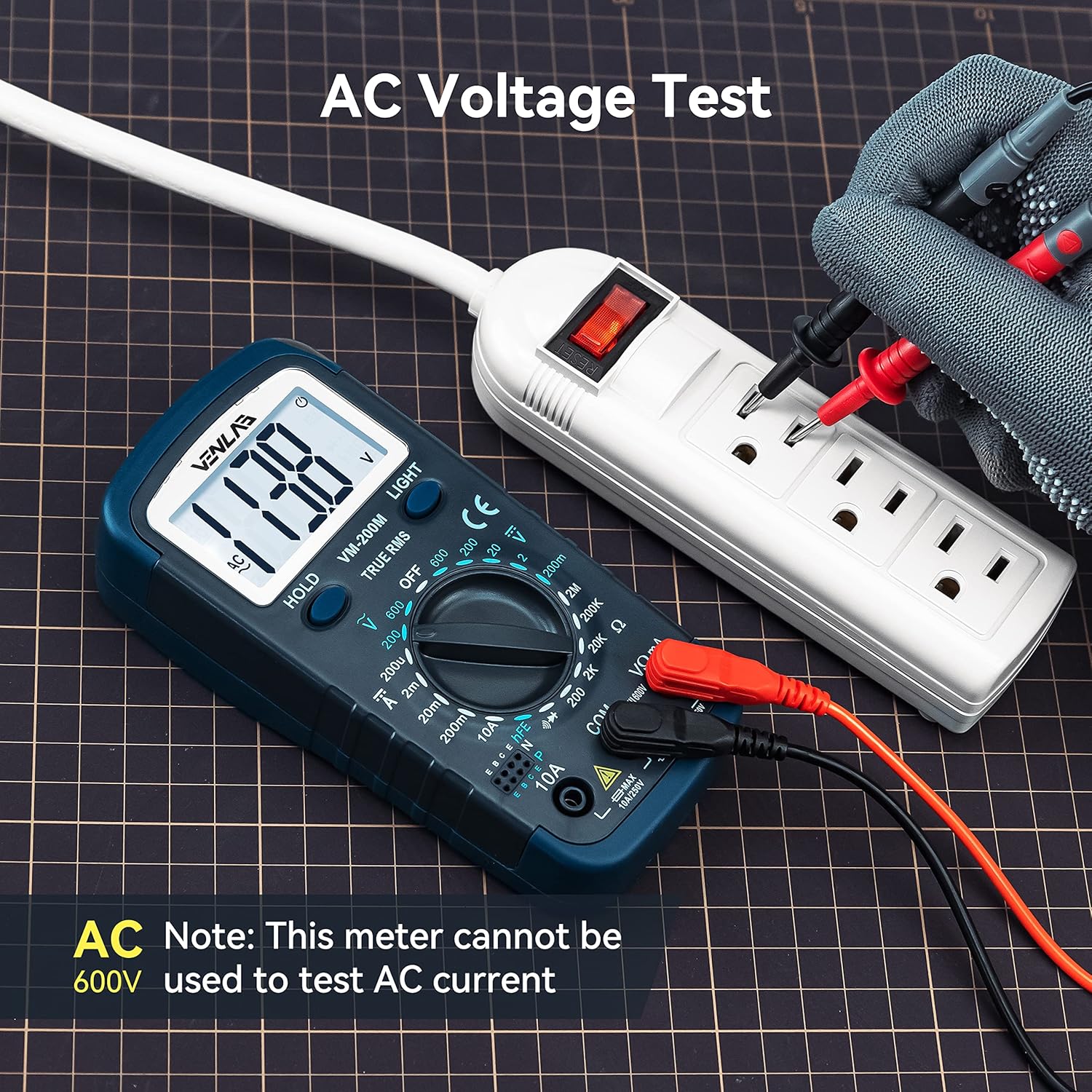 Digitale Multimetro VEBLAB Voltmetro Amperometro Ohmmetro con 2000 conteggi, Portatile MINI Tester per Tensione CA CC/Corrente CC/Resistenza/Continuità/Diodi/HFE Vm-200m - Immagine 2