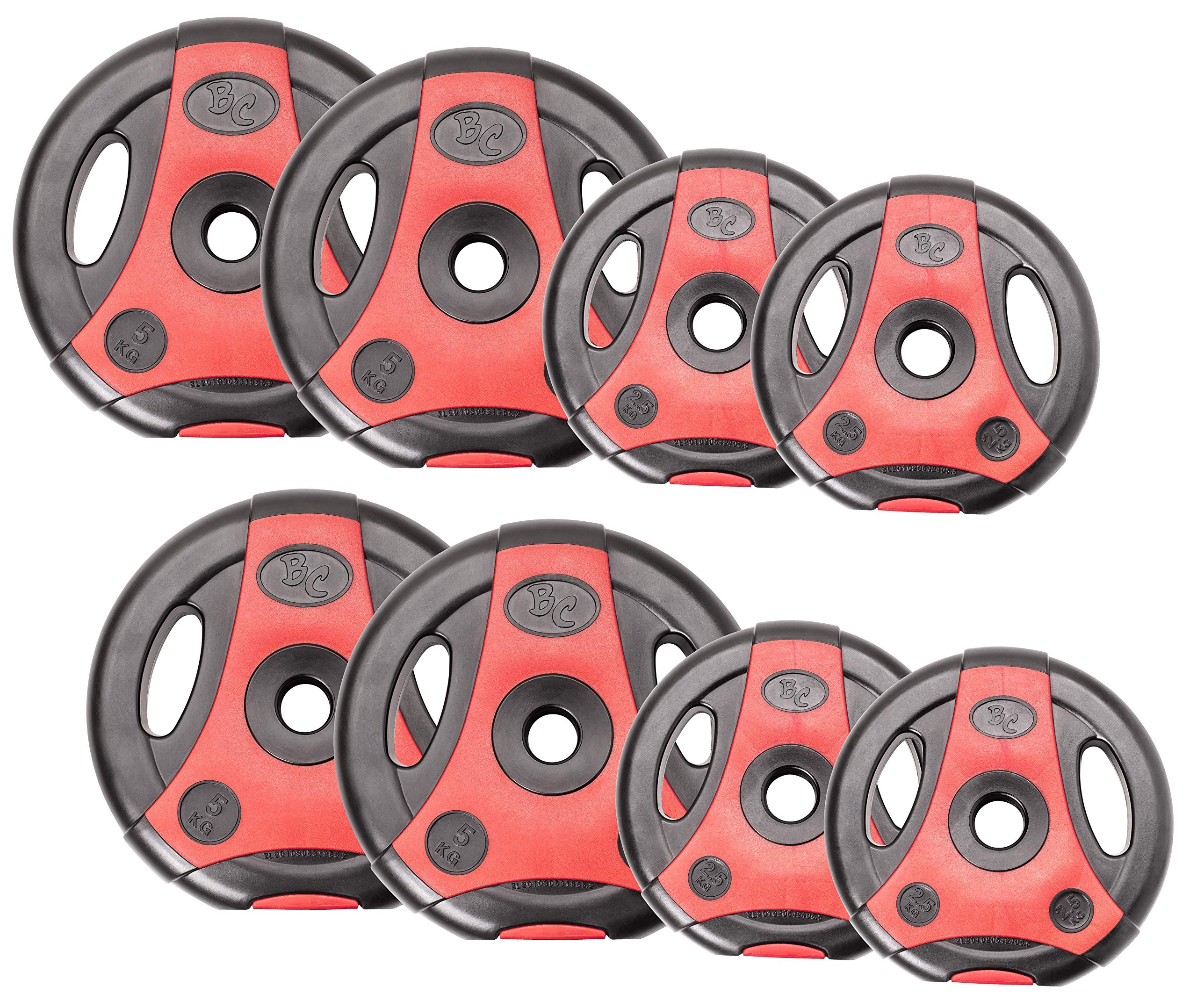 Bad Company K-Grip Hantelscheiben mit Griffen I Kunststoff ummantelte Gewichte 30/31 mm Paarweise (2,5-10 kg) oder als Set (7,5-30 kg)