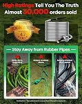 Metal Garden Hose 20 ft Connector, Stainless Steel Long Hose Extension Adapter for Hose Reel, Small, Flexible, Lightweight & Heavy Duty Water Pipe, No Kinking Short Outdoor Water Hose for Yard 20 Feet