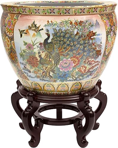 ORIENTAL Furniture - Maceta de porcelana, multicolor