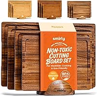 Vista 30 de SMIRLY Tabla de cortar de madera, juego de tablas de cortar de bambú, tabla de cortar y tablas de cortar de madera para cocina, tabla de cortar