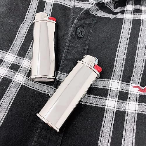 Miniatura 6 de IN SELECT Funda de metal para encendedor de alta calidad, para encendedor BIC de tamaño completo J6 en plata, lote de 2