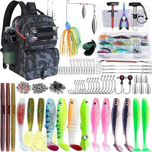 Fishing Backpack with Tackle Boxes,Fishing Sling Tackle Bag with Rod tackle-bag, Camouflage Black