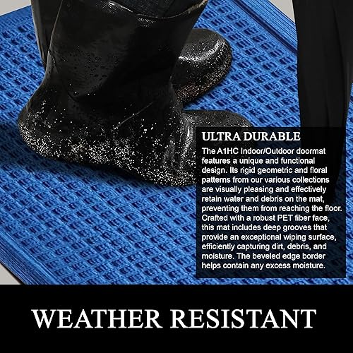 Miniatura 4 de A1HC - Tapete de puerta de polipropileno (PP) absorbente de suciedad y humedad superior para todo tipo de clima, con parte trasera de goma para