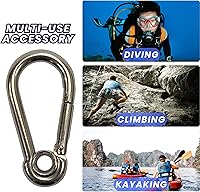 Vista 4 de Scuba Choice Mosquetón de gancho de seguridad de acero inoxidable con clip marino de 2.362 in x 1.181 in con soporte de cuerda, herrajes marinos