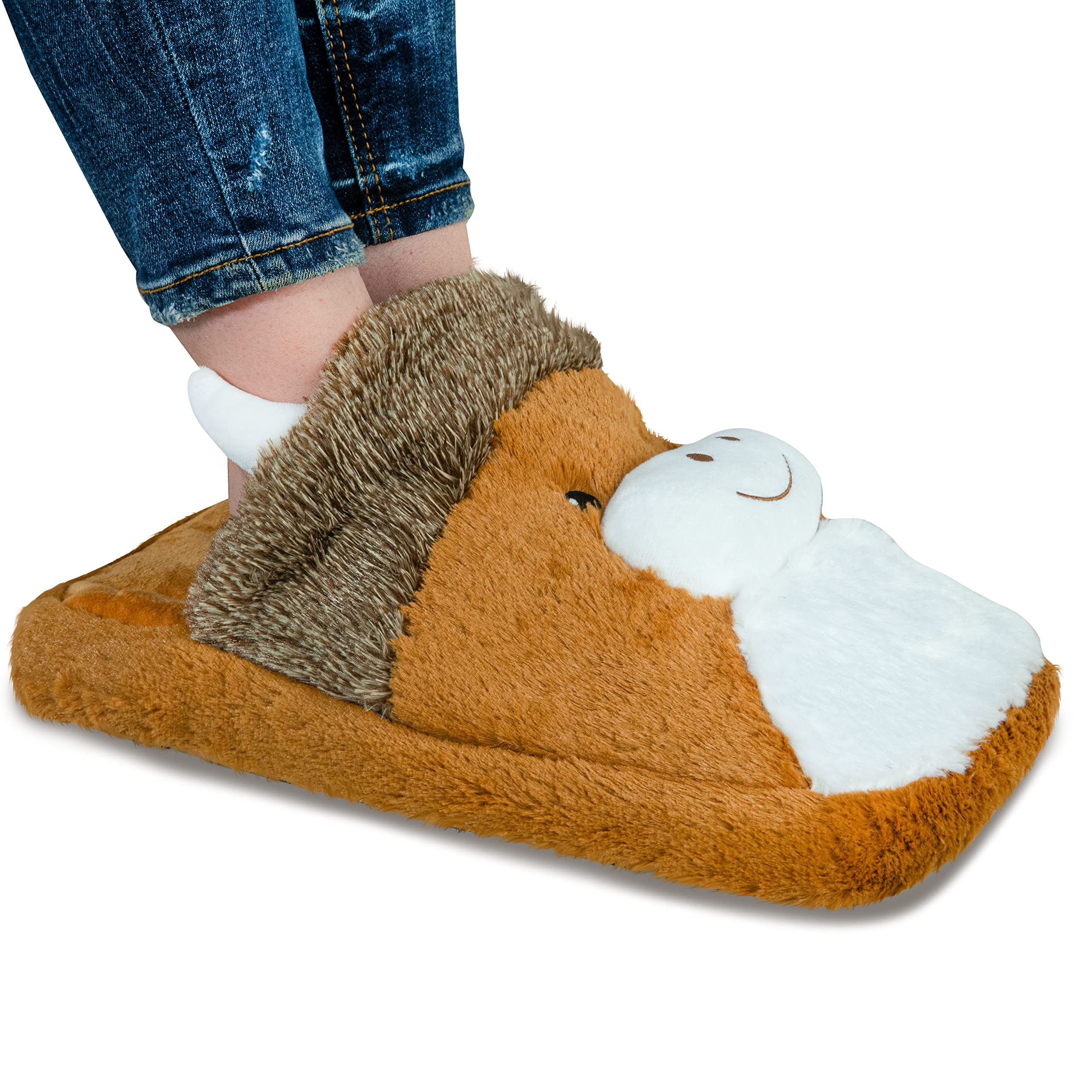 Heated Foot Muff Highland Cow - Hot Water Bottle Feet Warmer for Home, Office