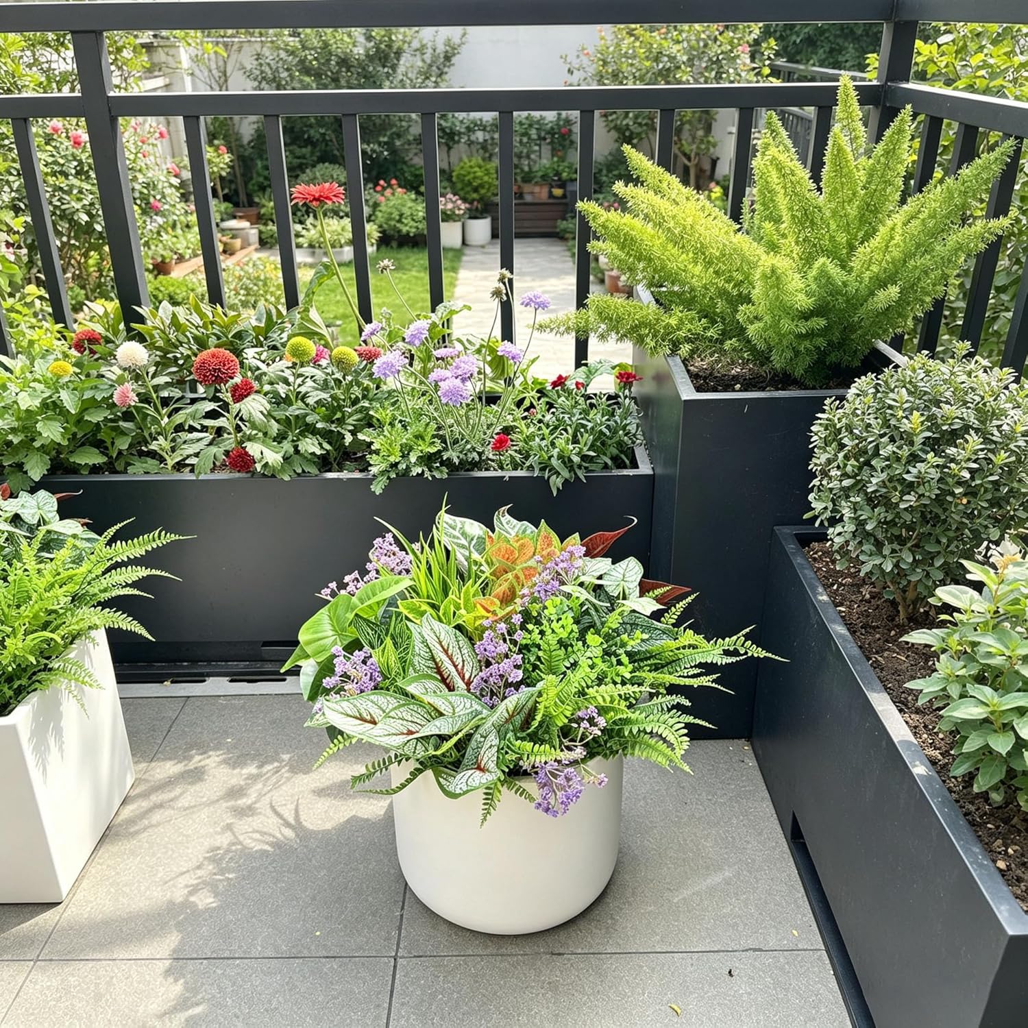 20Pcs Artificial Plants Outdoor Fake Plants Flowers UV Resistant Plastic Bushes Leaves Realistic Faux Greenery Grass Stems for Outside Front Porch Planters Garden Window Box Patio Decor
