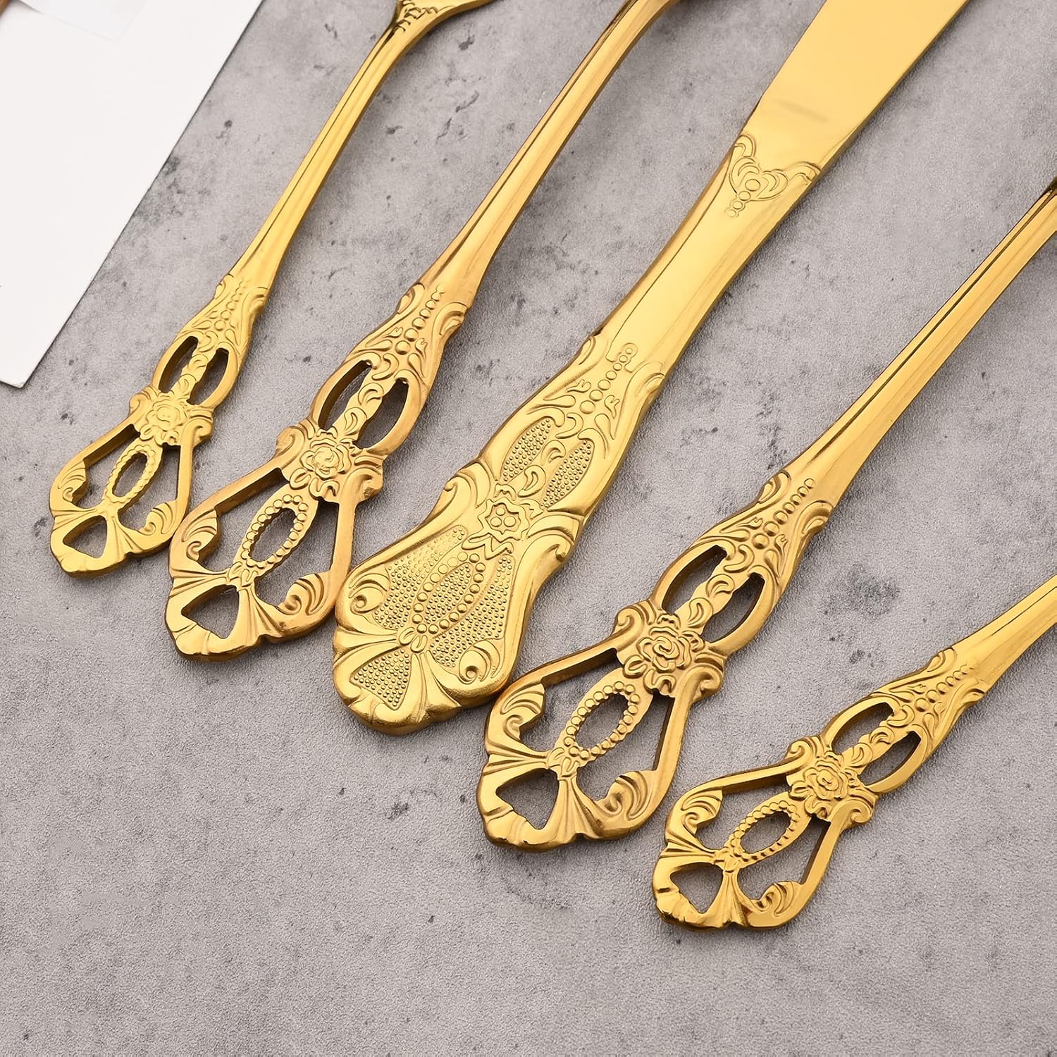 Vintage 304 Stainless Steel Dessert Spoon 7.09 Inches 6 pieces, Mirror Gold