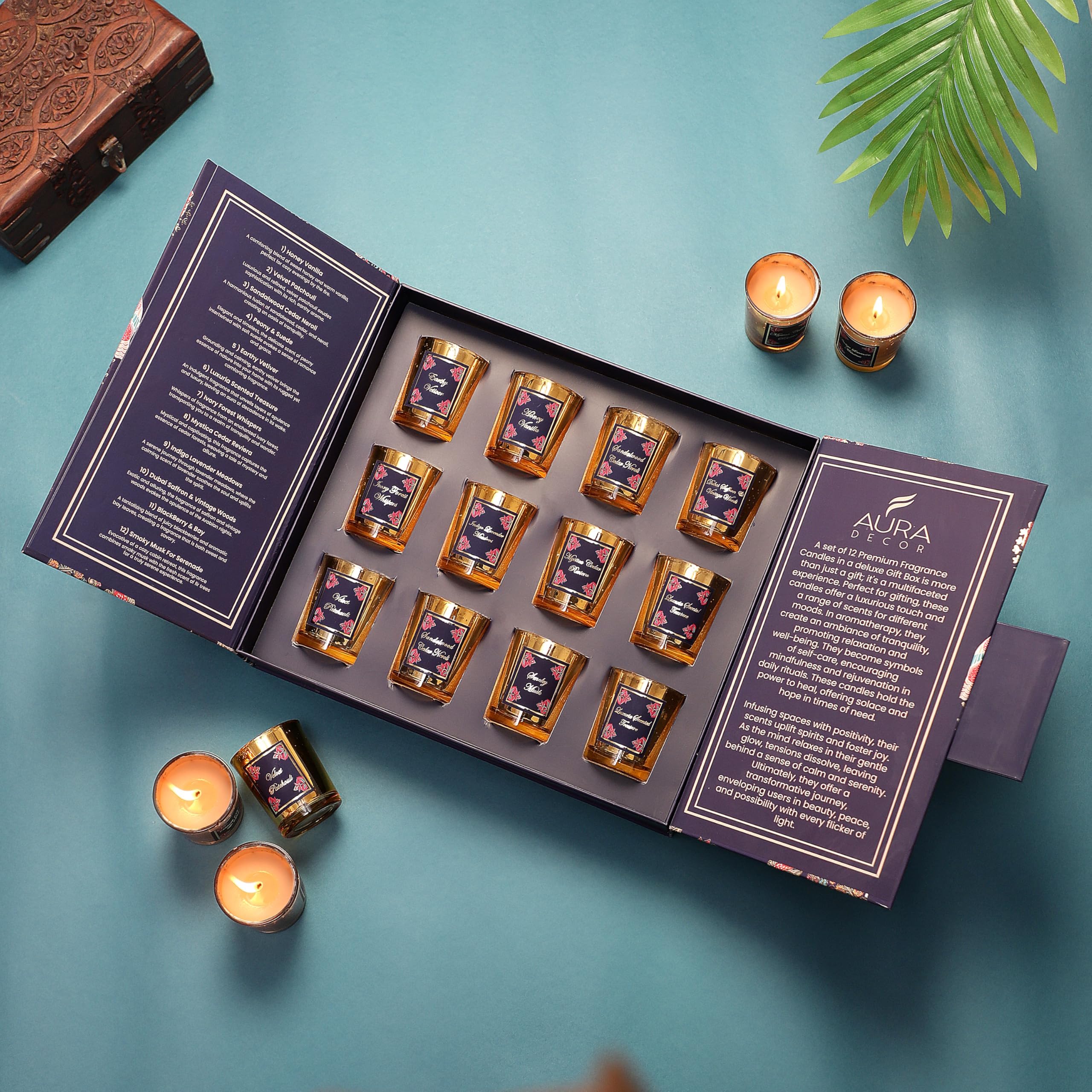 AuraDecor Maharaja Royal Votive Candle Gift Set || Aroma Gift Set || Hand Poured Candle || Burn Upto 10 Hour