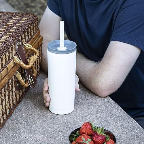 Miniatura 3 de MIRA Vaso aislado al vacío de acero inoxidable de 20 onzas con 2 tapas, tapa de popote y tapa abatible, vaso de viaje aislado para bebidas calientes