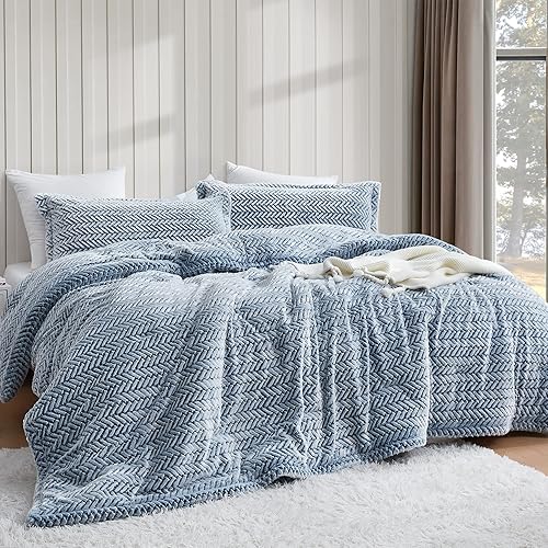 Byourbed Cozy Peaks - Coma Inducer® Twin XL Comforter Set - Chevron Frosted Navy