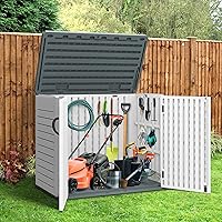 Vista 2 de YITAHOME - Cobertizo de almacenamiento horizontal al aire libre con puerta bloqueable en forma de X, cobertizo de herramientas de resina resistente