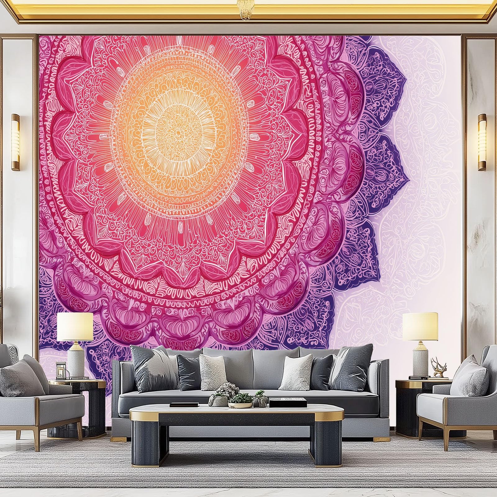 Bohemia fototapeta, różowy kwiat datura, mural, 350 x 256 cm, tapeta ścienna do sypialni dziecięcej, salonu, plakat z włókniny, nowoczesny obraz, dekoracja pokoju