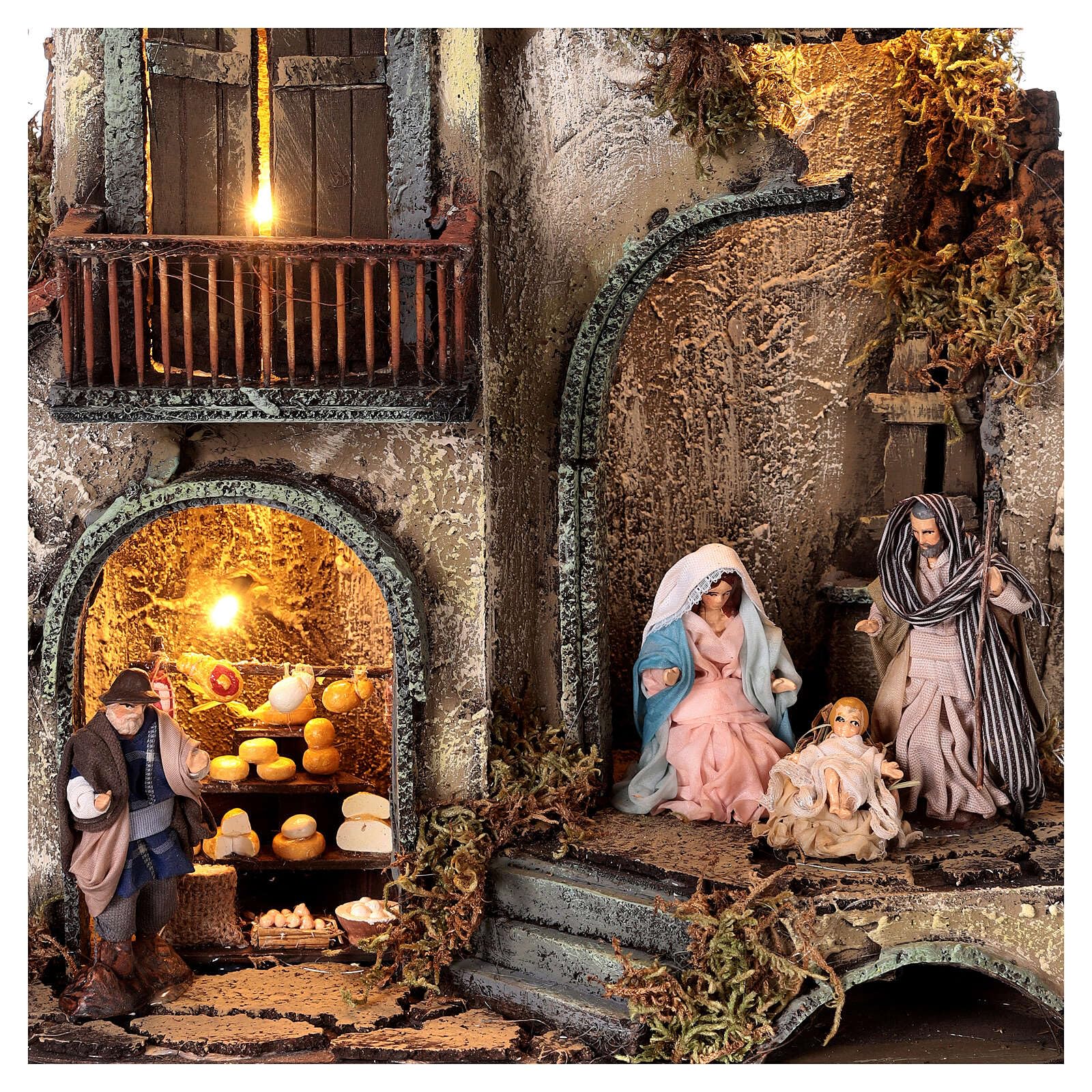 Holyart Nativity Block 2 Floors 25x25x30 Neapolitan Nativity 8 cm, with figurinesHeight: 27 cm|Depth: 25 cm|Width: 29 cm|Statues Height: 8 cm