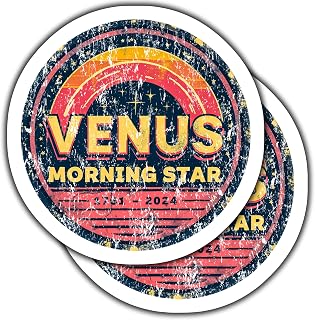 2-Pack 5-Inch Retro Venus Morning Star Stickers - Celestial Space Theme Decals - Astronomy Lovers Graphics for Laptops, Journals, Water Bottles, Phone - CCSTICKER13059