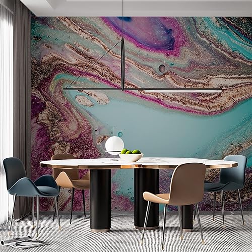 Miniatura 4 de Papel pintado de vinilo para despegar y pegar con colorido arte fluido autoadhesivo extraíble para sala de estar dormitorio cocina y baño 148 x 118