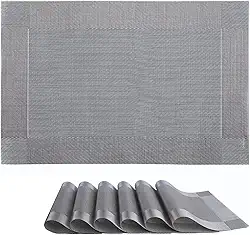 Kit 6 Peças Jogo Americano Retangular 30x45 cm – Lavável, Resistente e Elegante para Mesa Posta – Ideal para Jantar, Almoço e Café (Cinza Azulado)