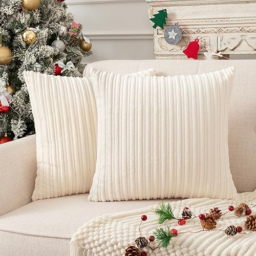 Miniatura 275 de UGASA - Juego de 2 fundas de almohada de terciopelo a rayas, funda decorativa para cojín con cremallera oculta para el hogar, sofá, dormitorio,