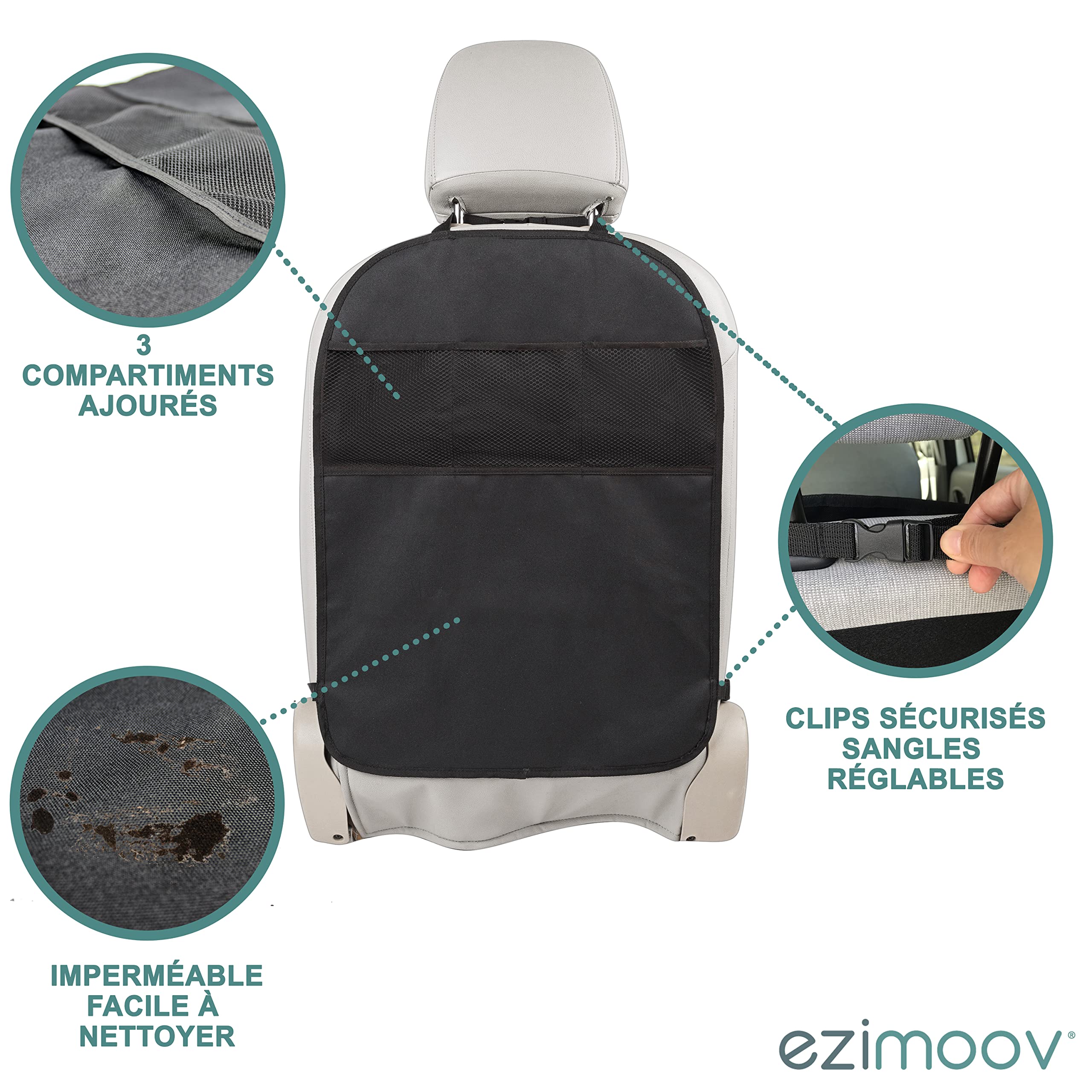 Ezimoov - Universal Waterproof Car Organizer Kids - Seat Cover Front Backrest - Storage - Rpet Manufacturing Recyclable Packaging - View #7