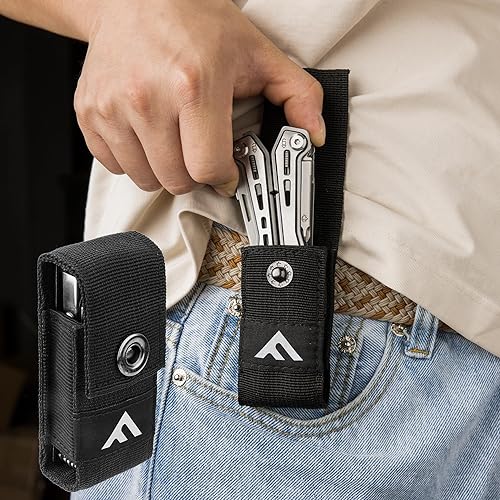 Miniatura 6 de FLISSA Multiherramienta de acero inoxidable 16 en 1, regalos para hombres, multiherramienta EDC con cuchillo de bolsillo, alicates, clip para