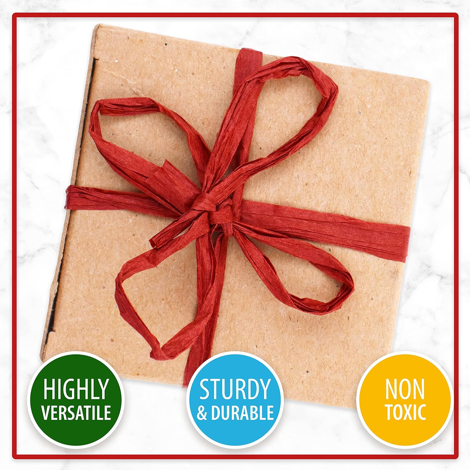 Mandala Crafts Neutral Raffia Ribbon for Gift Wrapping - 400 Yards Natural Paper Straw Raffia String for Crafts, Bows, Decoration, Floral Arrangements, and DIY Projects