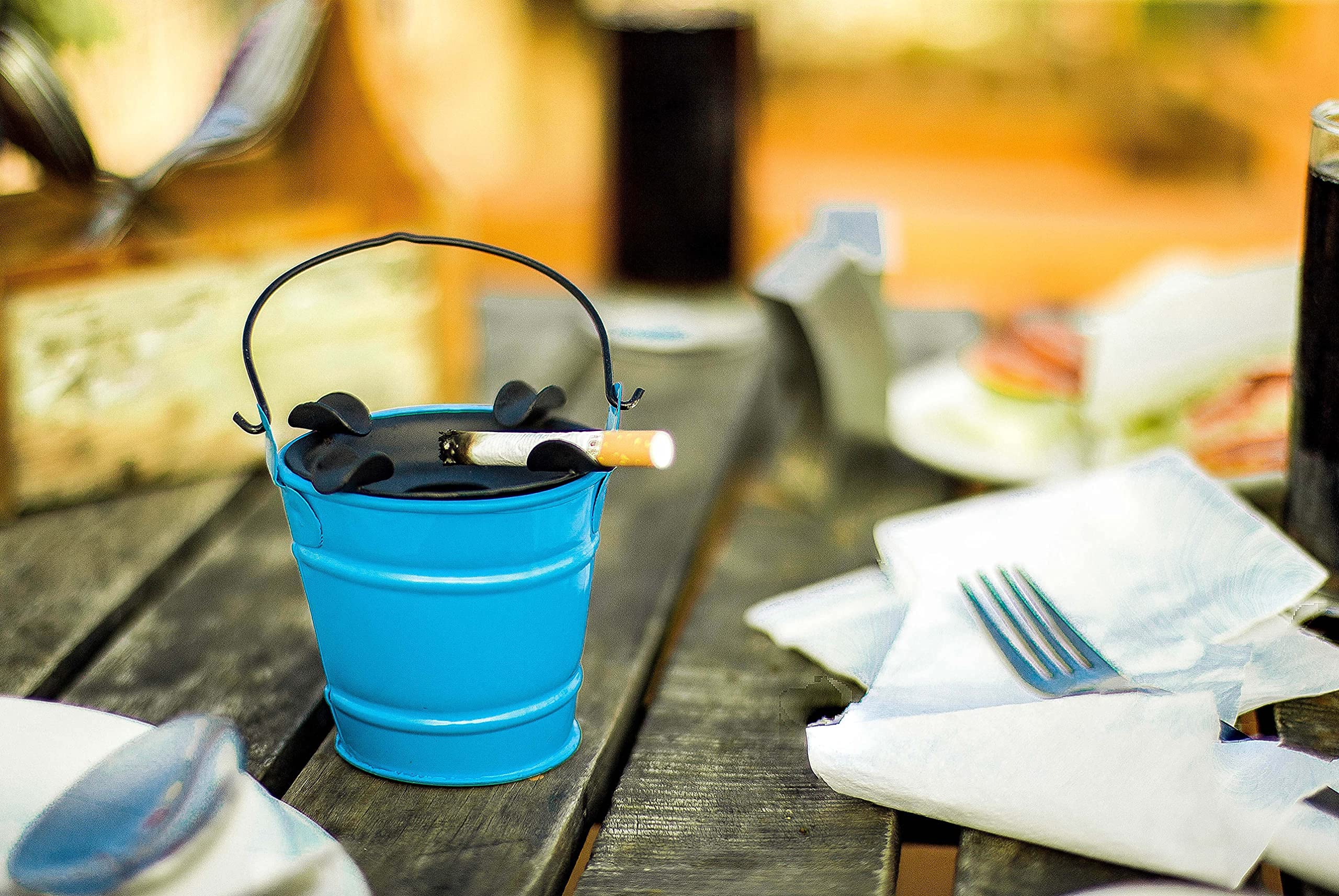 Kalakari kake Ashtray - Bucket - Blue Ashtray Classic Ashtray for Cigarette Stylish, Ash Trays for Smoking for Home/Office
