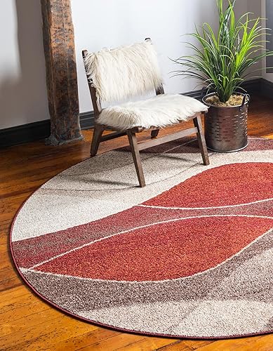 Unique Loom Colección Otoño Alfombra de área - Plantación (5 pies 3 pulgadas, redonda, multicolor  beige)