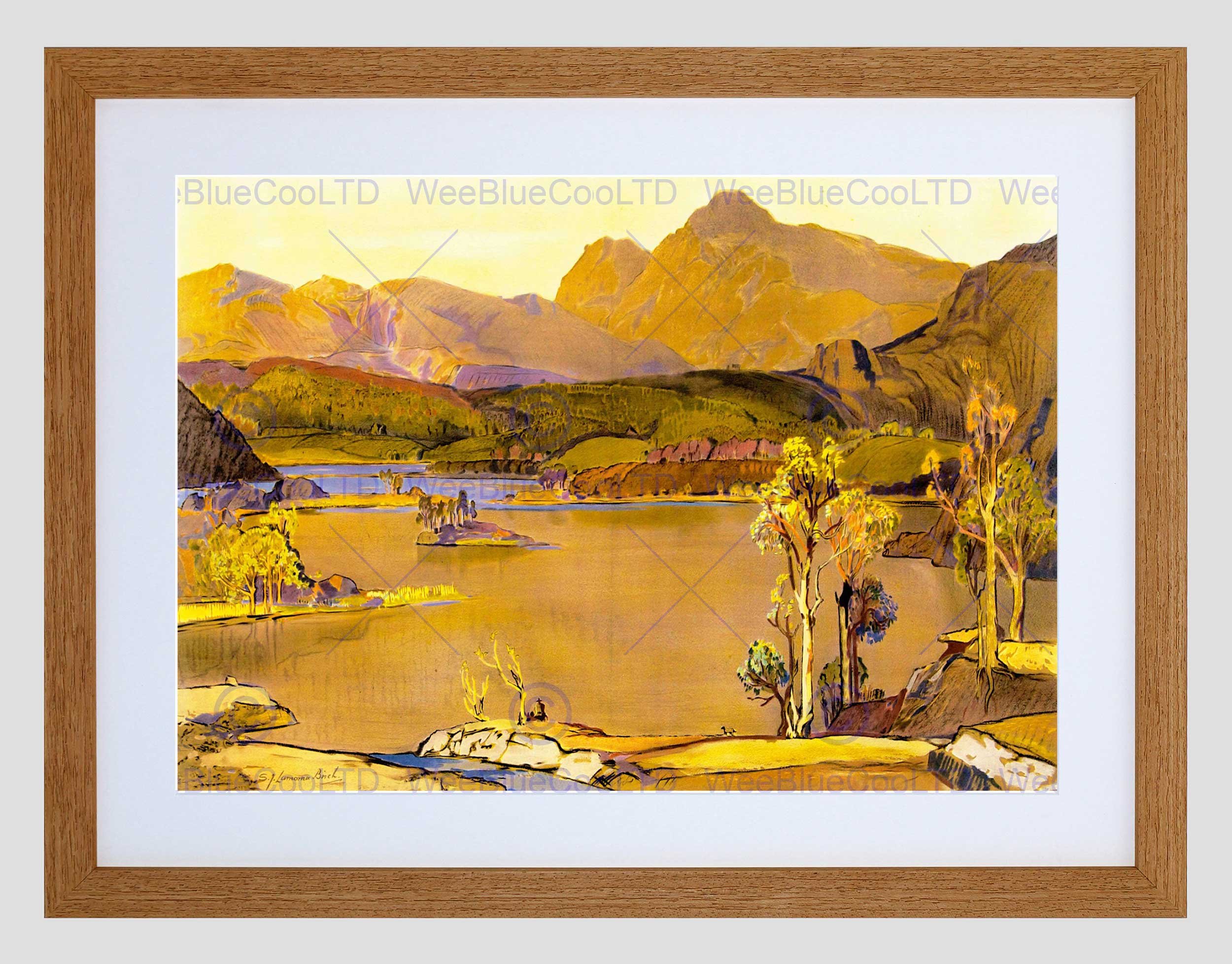 Wee Blue Coo Painting Lake District Valley Scenic Cumbria England UK Framed Wall Art Print