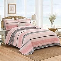 Vista 68 de Homzard King Size Quilt Set, Grey White Snowflake Striped Comforter Set,Cotton Gray Bedspread King Size, Lightweight Comforter Fall Bedding 3 Piece