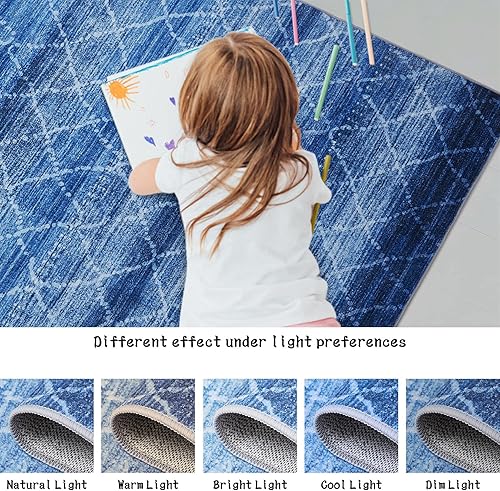 Miniatura 6 de Alfombra geométrica lavable, alfombra pequeña para entrada, antideslizante, con diseño abstracto de diamantes, alfombra envejecida para puerta,