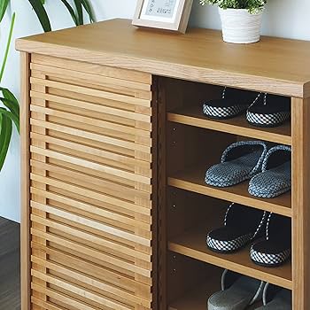 Amazon｜ISSEIKI シューズボックス 下駄箱 ナチュラル 幅80 格子