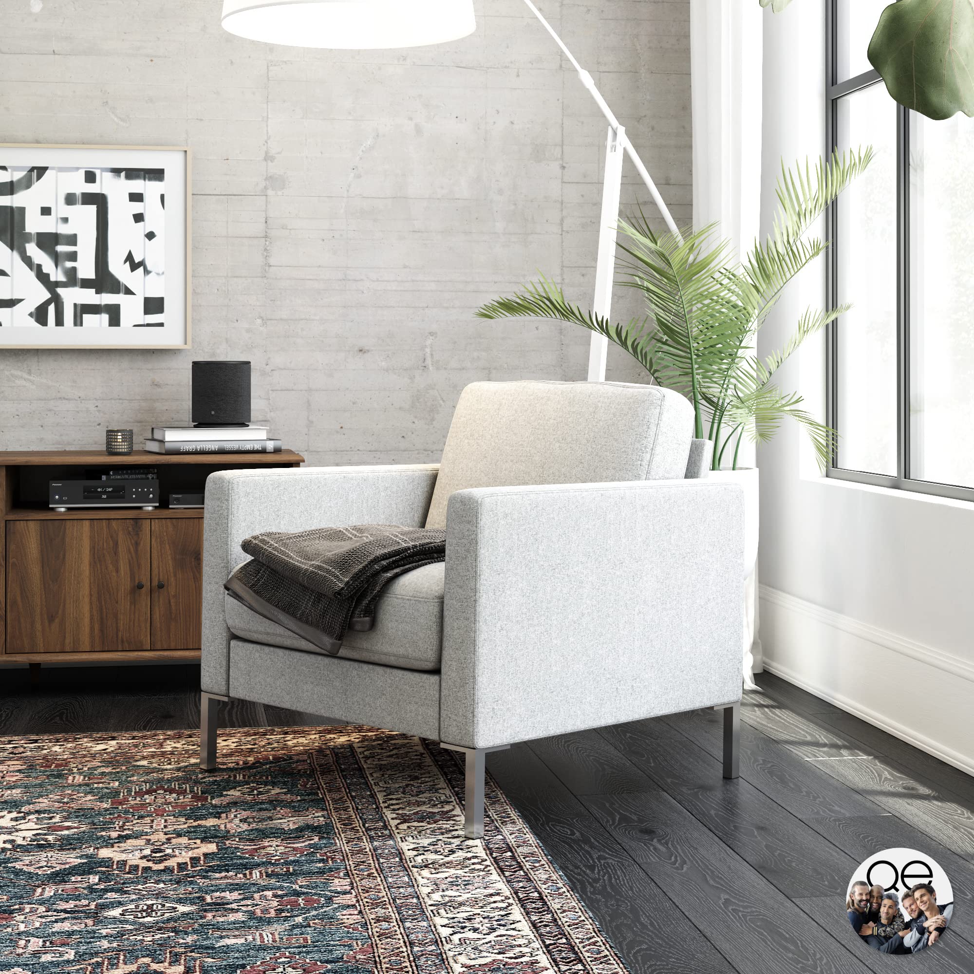 Dorel Home Grey Fabry Armchair In Fabric With Steel Legs