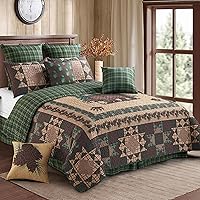 Vista 19 de Virah Bella Juego de ropa de cama King Lodge de 3 piezas, juego de edredón reversible rústico con fundas de almohada decorativas, panel familiar