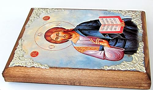 Miniatura 2 de Icono de madera griego cristiano ortodoxo madera de Jesucristo  AM30