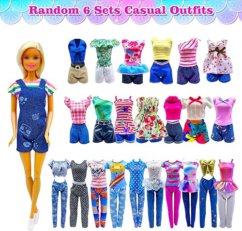 Miniatura 5 de Style Shine Paquete de 50 ropa y accesorios para muñecas, 4 vestidos de boda, 2 vestidos de noche, 6 vestidos de moda, 6 conjuntos de trajes