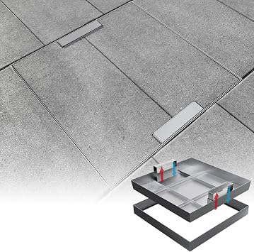 36x36 inch Stainless Steel Invisible Manhole Cover and Frame, Square Recessed Septic Tank Cover with Retractable Handle, for Walkway/Driveway