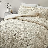 Vista 7 de BEDAZZLED Juegos de Edredón Tamaño Queen, Juego de Ropa de Cama Edredón Beige, 3 Piezas Juegos de Ropa de Cama con Pliegues Pinzados con Edredón